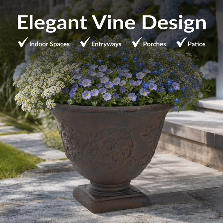 Darcy Polyresin Outdoor Pedestal Planter Urn - 16"