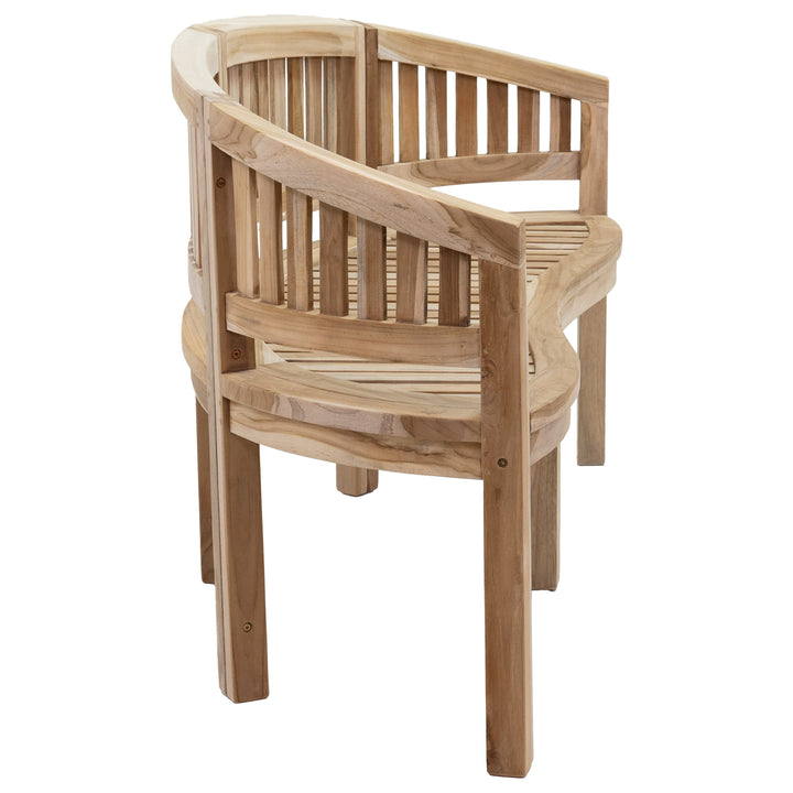Outdoor Wooden Teak Banana Bench for Garden or Patio - 59" W