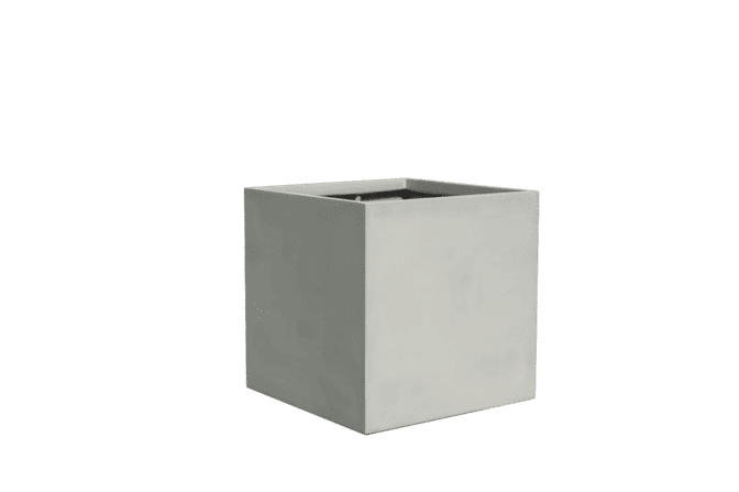 Montroy Square Fiberglass Planter in light gray with a smooth matte finish and a square shape for versatile décor