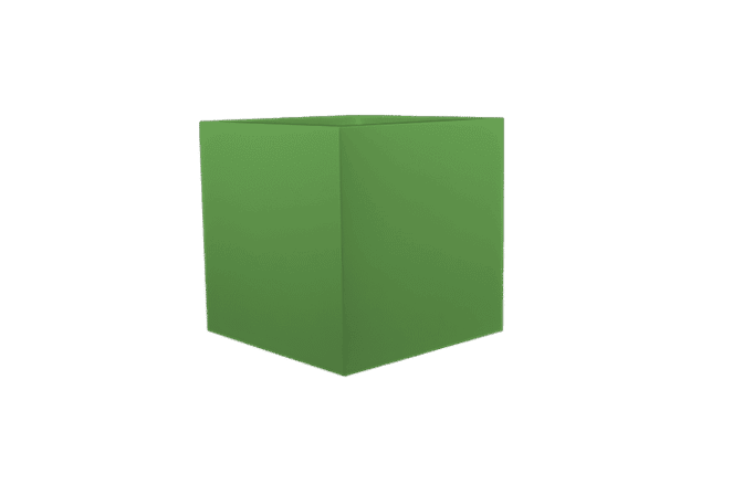 Montroy Square Fiberglass Planter in matte green square shape with smooth surface and clean lines