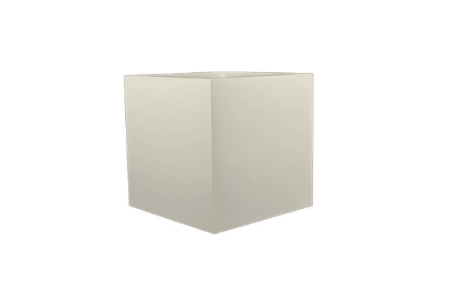 Montroy Square Fiberglass Planter in a smooth, light beige color with a modern, square shape and matte finish