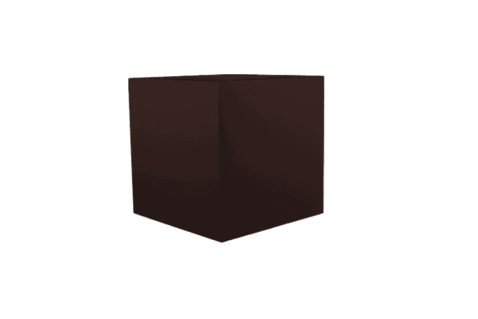 Montroy Square Fiberglass Planter in matte dark brown finish, square-shaped with smooth surface and clean lines