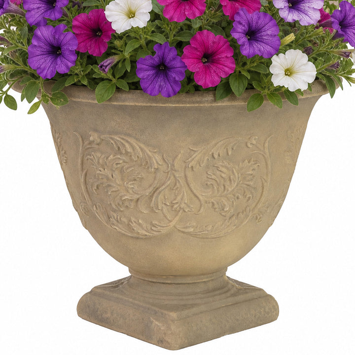 Darcy Polyresin Outdoor Pedestal Planter Urn - 16"