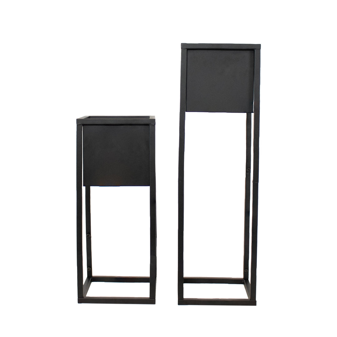 Modern Simplicity Metal Planter Boxes with Legs - 19.75" H and 27" H