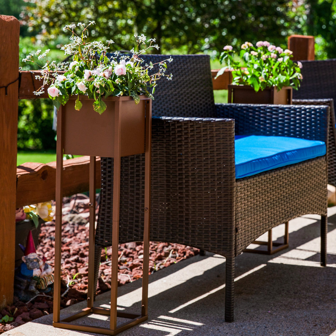Modern Simplicity Metal Planter Boxes with Legs - Set of 2