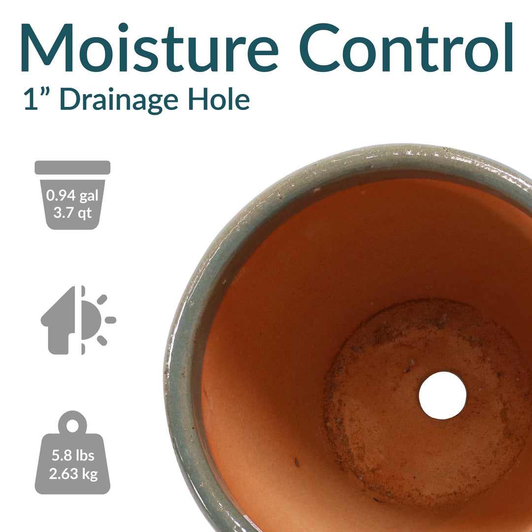 Glazed Ceramic Planter with Drainage Holes - Set of 2