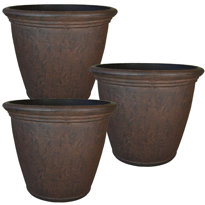 Anjelica Polyresin Large Round Outdoor Planter
