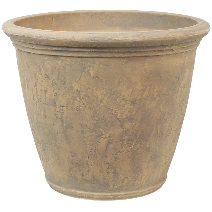 Anjelica Polyresin Large Round Outdoor Planter