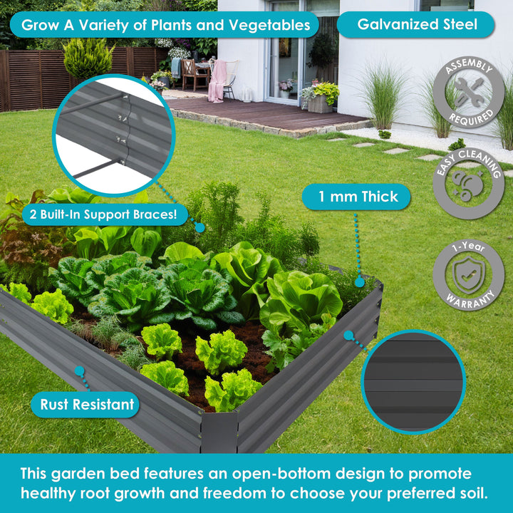 Galvanized Steel Rectangle Raised Garden Bed