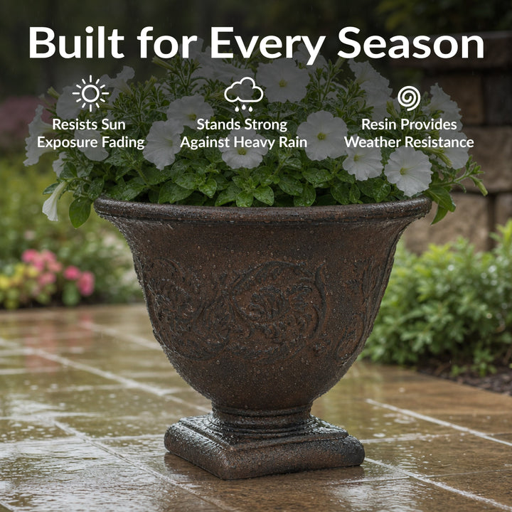 Darcy Polyresin Outdoor Pedestal Planter Urn - 16"