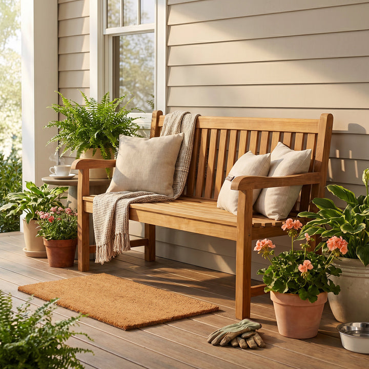 2-Person Teak Patio Bench for Outside