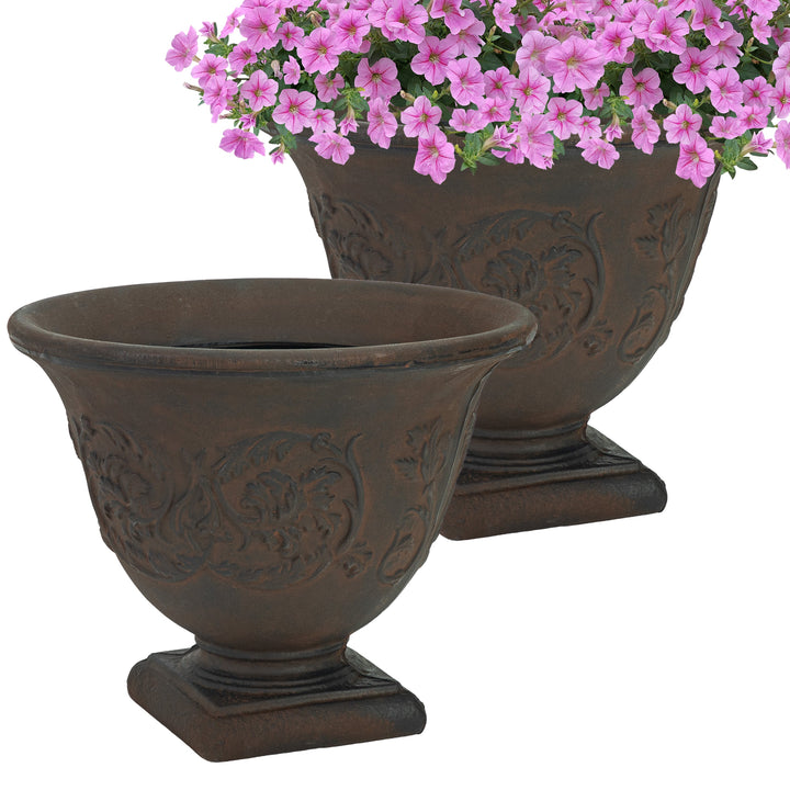Darcy Polyresin Outdoor Pedestal Planter Urn - 16"