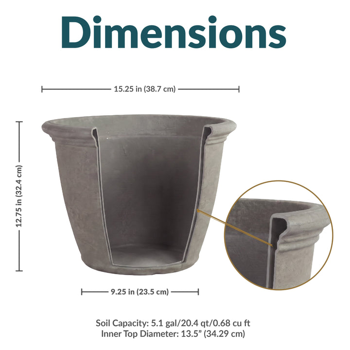 Anjelica Polyresin Large Round Outdoor Planter