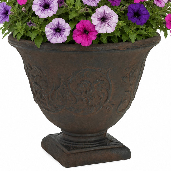Darcy Polyresin Outdoor Pedestal Planter Urn - 16"