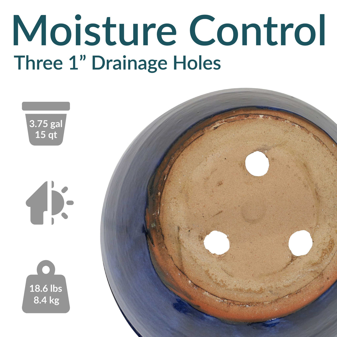 Round Glazed Ceramic Planter with Drainage