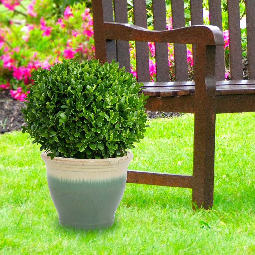 Round Glazed Ceramic Planter with Drainage