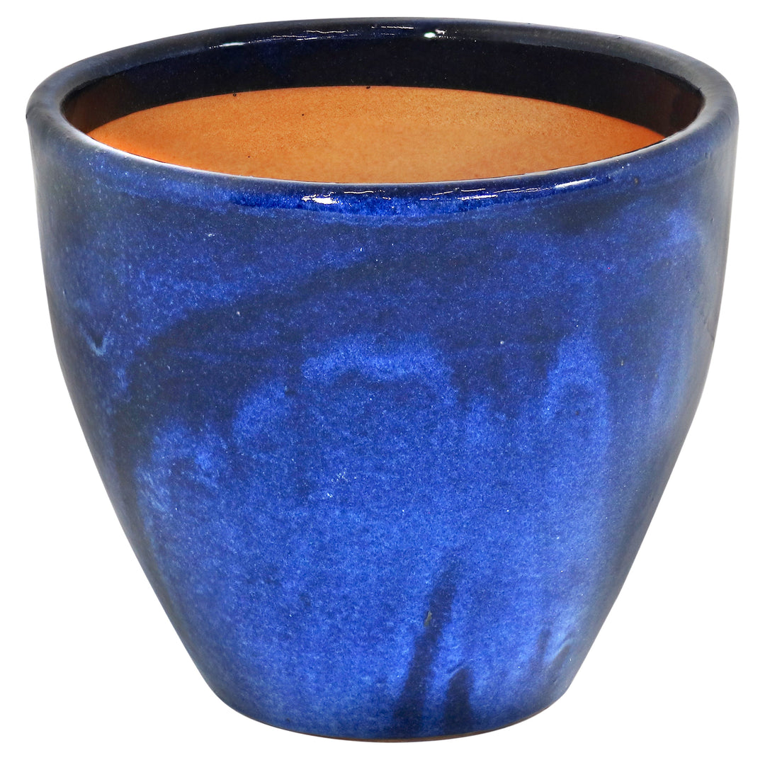 Round Glazed Ceramic Planter with Drainage