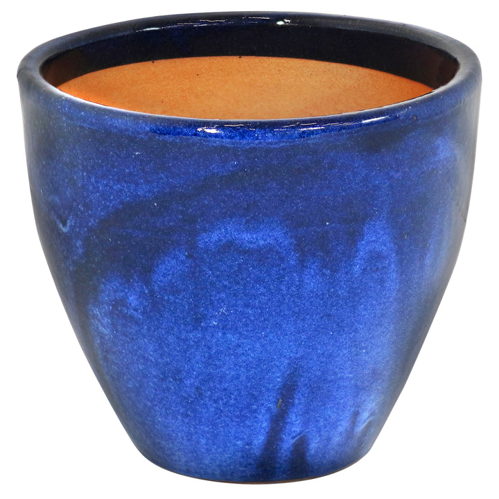 Round Glazed Ceramic Planter with Drainage