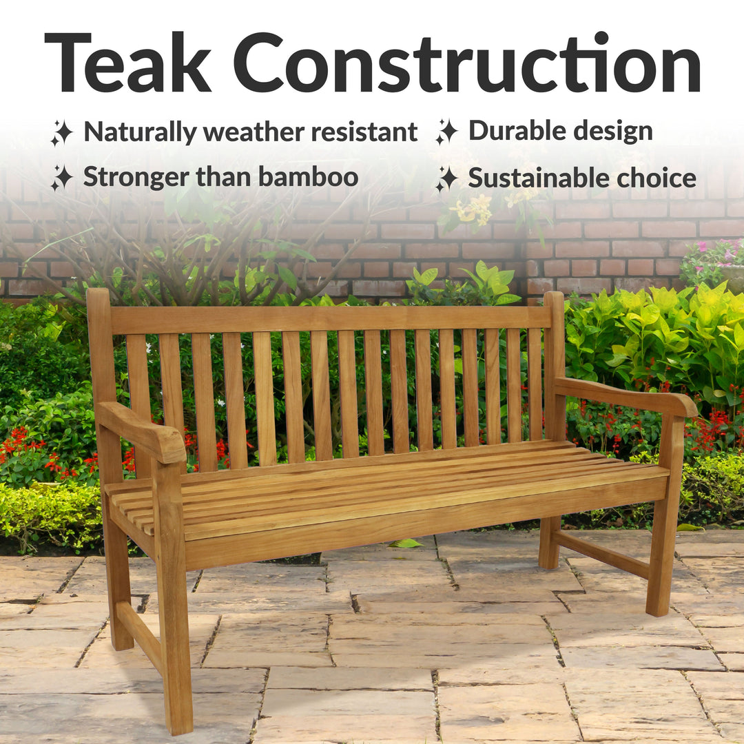 2-Person Teak Patio Bench for Outside