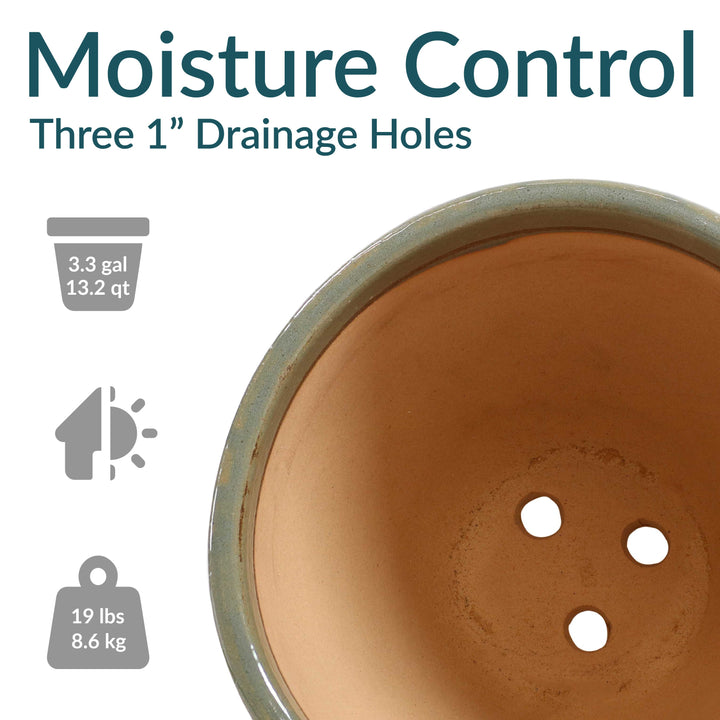 Round Glazed Ceramic Planter with Drainage