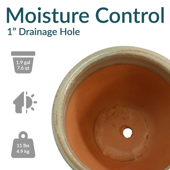 Glazed Ceramic Planter with Drainage Holes - Set of 2