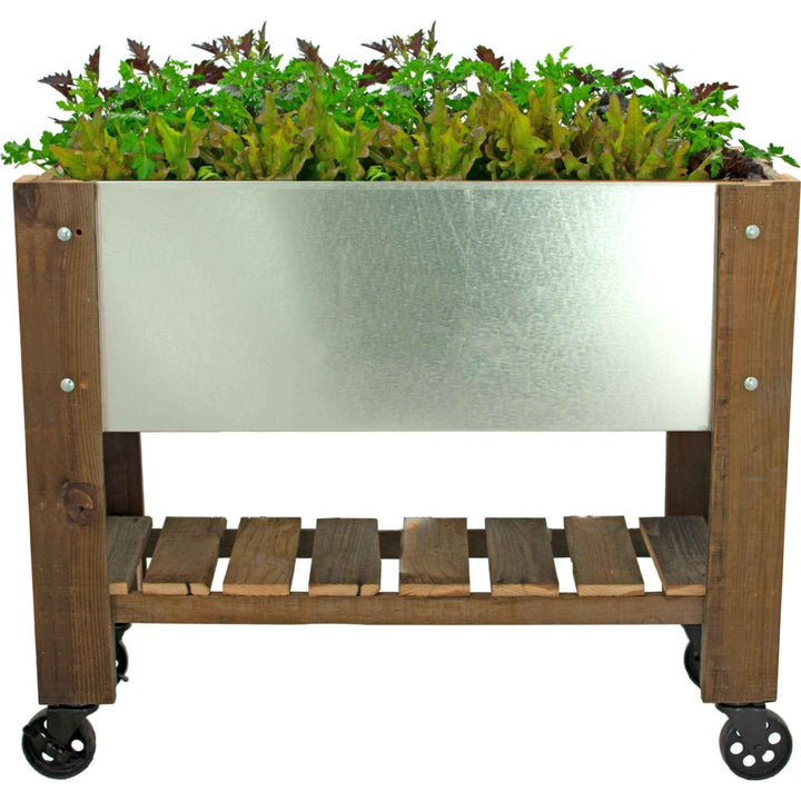 Raised /Elevated Redwood Bed Planter Box on Casters - Made in the U.S.A