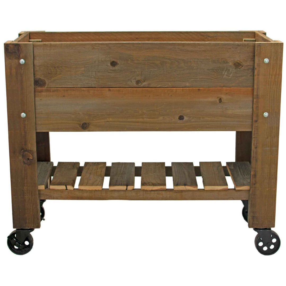 Raised /Elevated Redwood Bed Planter Box on Casters - Made in the U.S.A