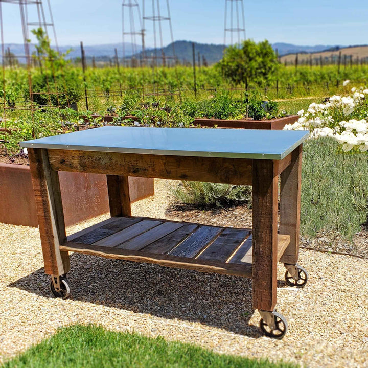 Redwood Potting Table Rolling Cart - Multiple Choice Available - Made in the U.S.A