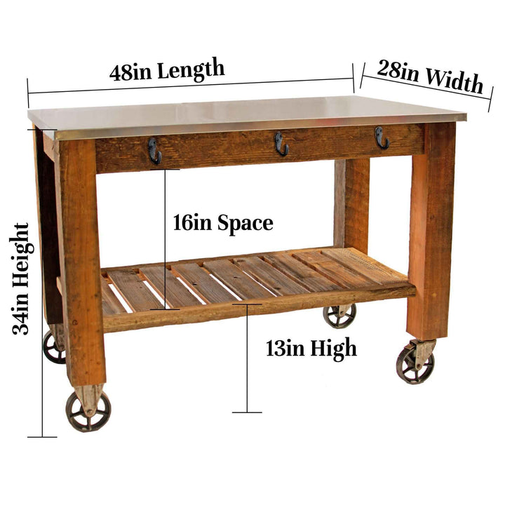 Redwood Potting Table Rolling Cart - Multiple Choice Available - Made in the U.S.A