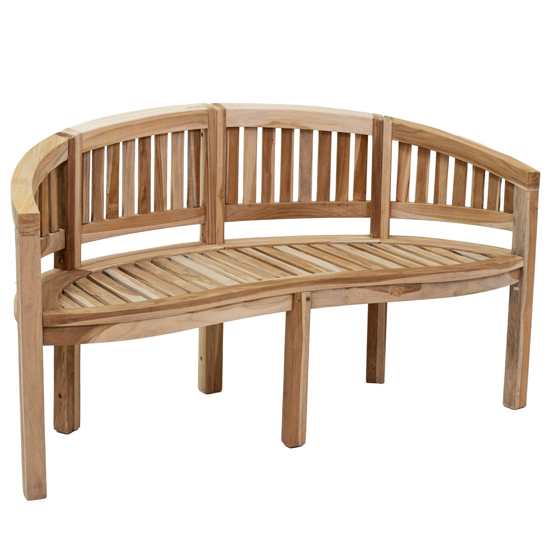 Outdoor Wooden Teak Banana Bench for Garden or Patio - 59" W
