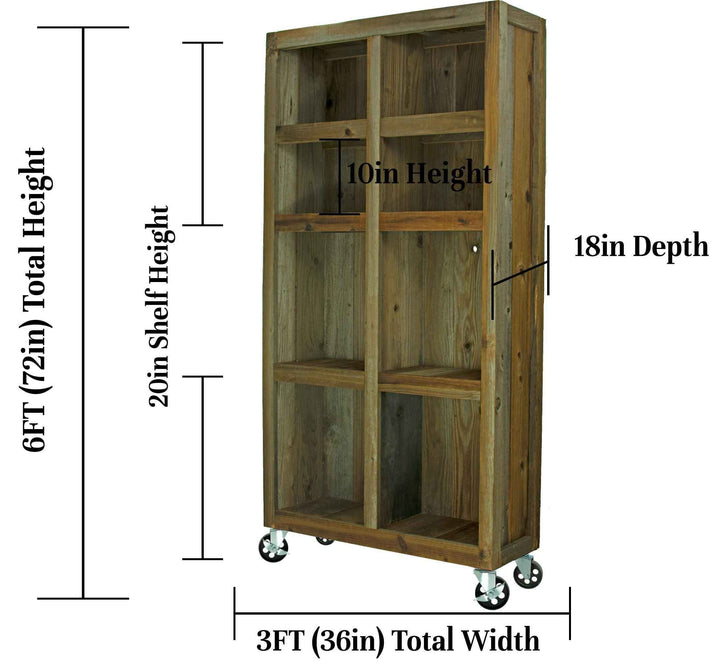 Rolling Redwood Storage Cabinet - Made in the U.S.A