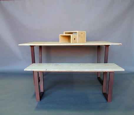 Rustic Bleached Redwood Table Furniture Set - Made in the U.S.A