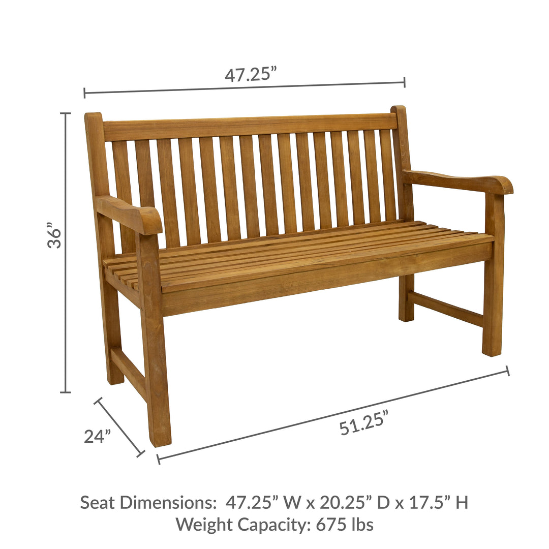 2-Person Teak Patio Bench for Outside