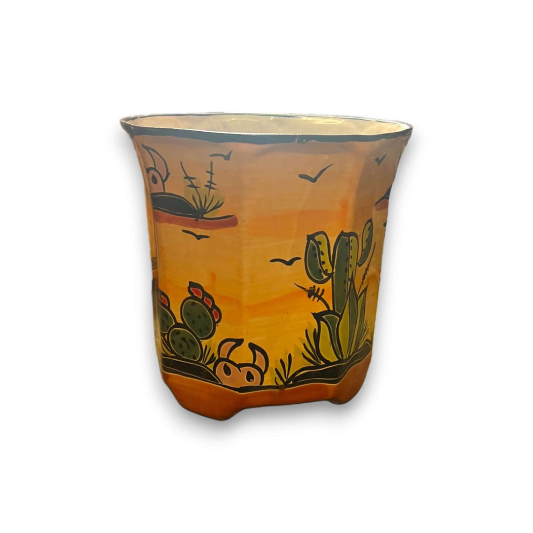 Set of 3 Vibrant Talavera Planters | Desert Landscape Pottery