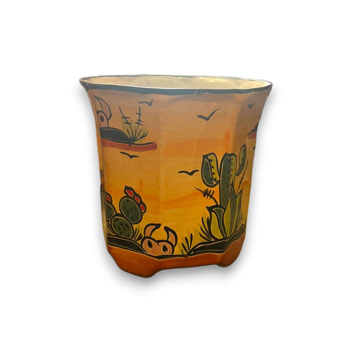 Set of 3 Vibrant Talavera Planters | Desert Landscape Pottery