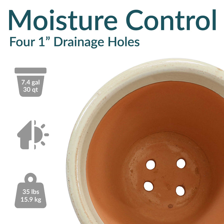 Round Glazed Ceramic Planter with Drainage