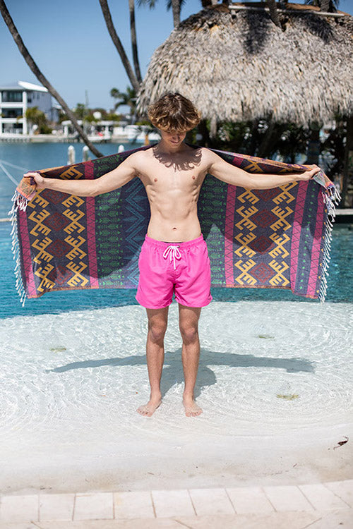 Aztec Pattern Bleu Fonce - Turkish Towel