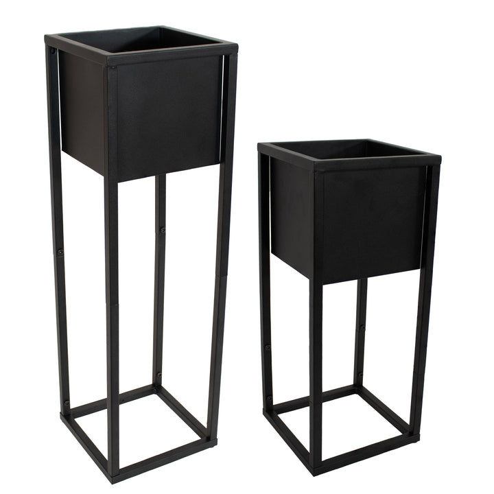 Modern Simplicity Metal Planter Boxes with Legs - 19.75" H and 27" H