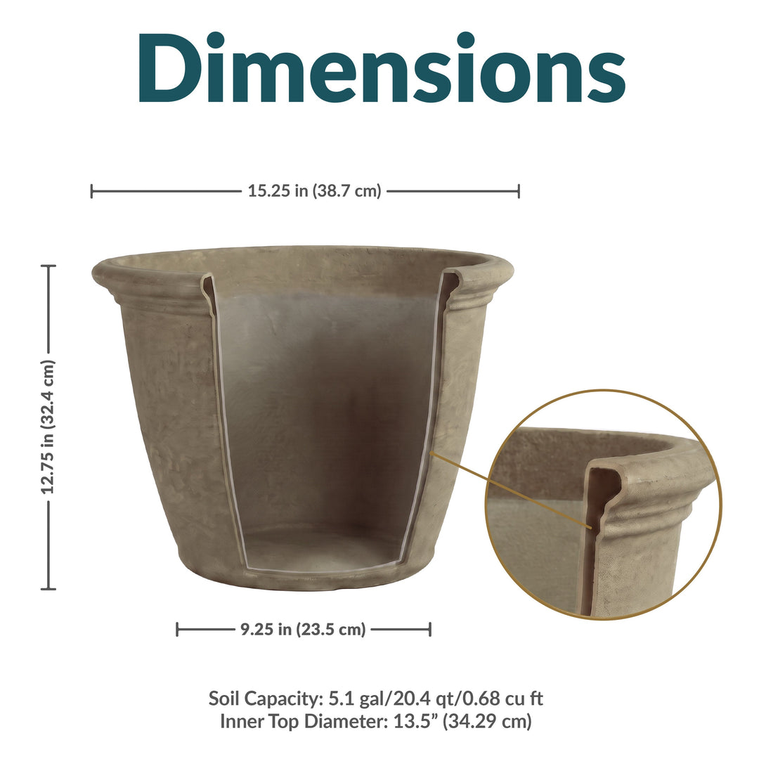 Anjelica Polyresin Large Round Outdoor Planter