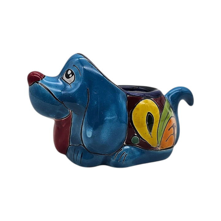 Small Talavera Dog Planter | Mexican Animal Pottery