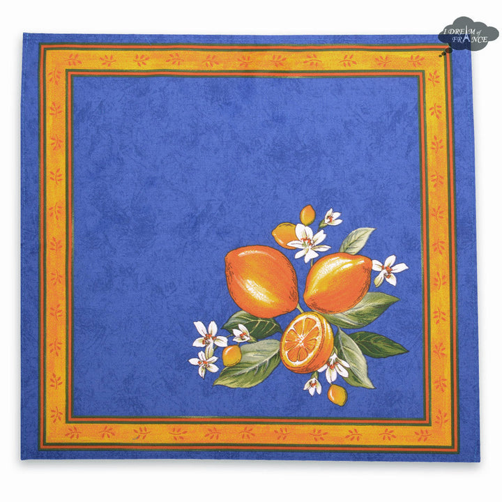 French Provencal napkin - Cotton - Lemons blue | Tissus Toselli - MADE IN FRANCE