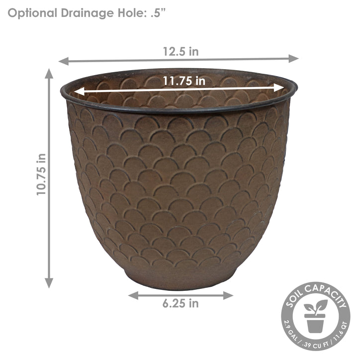 Dinah Metal Outdoor Plant Pots - 12.5"