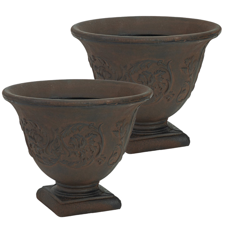 Darcy Polyresin Outdoor Pedestal Planter Urn - 16"