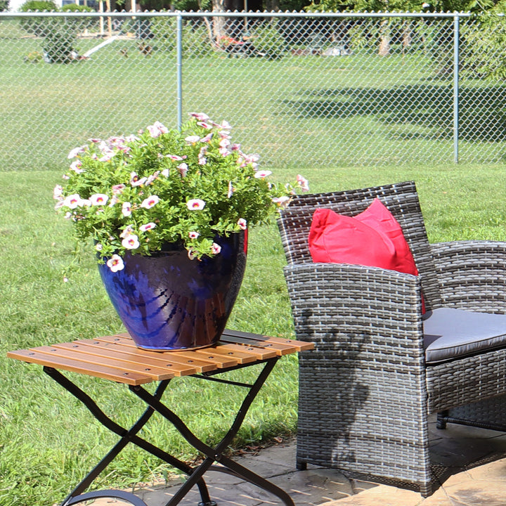Round Glazed Ceramic Planter with Drainage