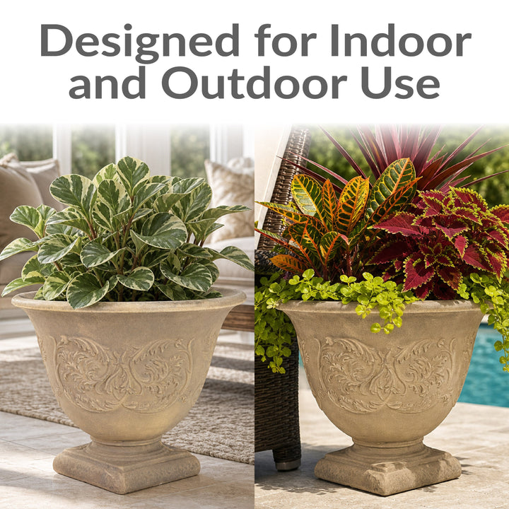 Darcy Polyresin Outdoor Pedestal Planter Urn - 16"