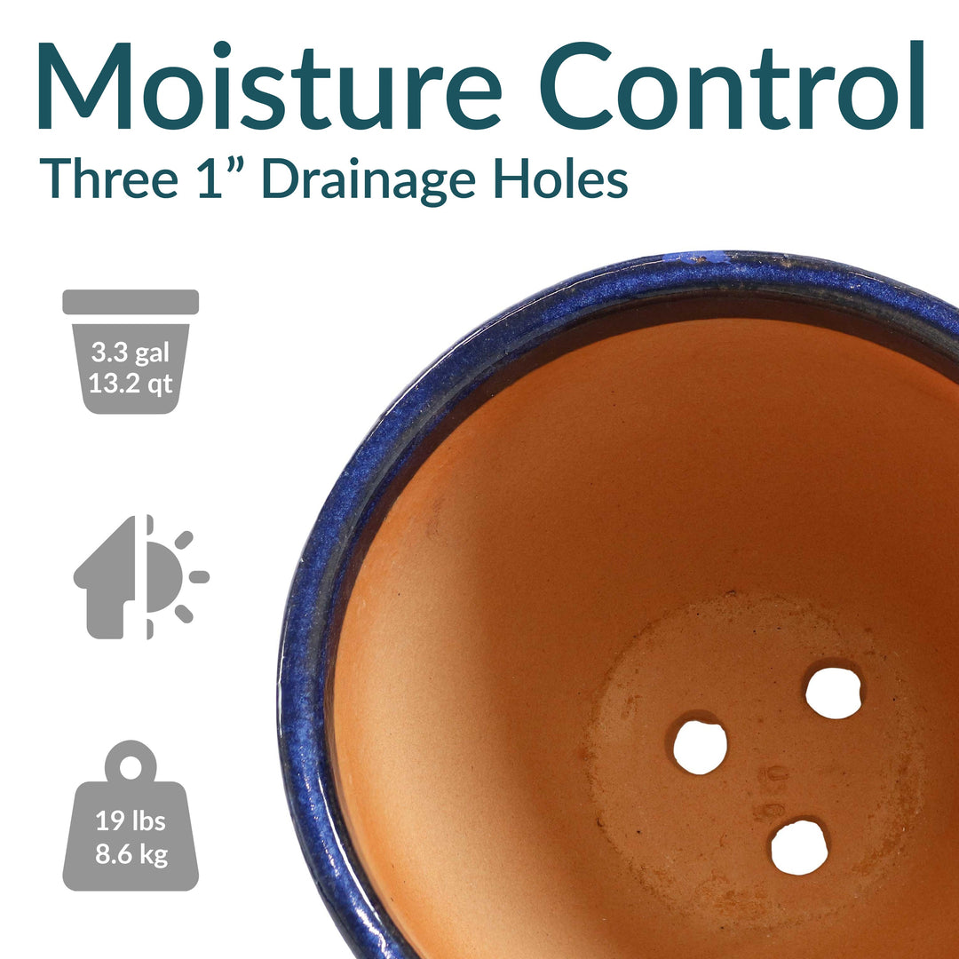 Round Glazed Ceramic Planter with Drainage