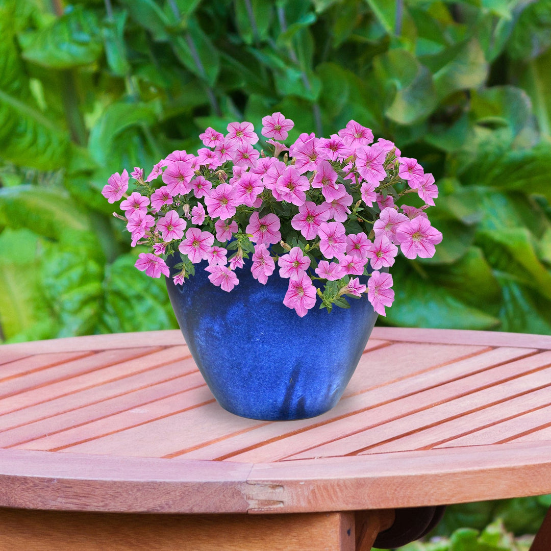 Round Glazed Ceramic Planter with Drainage