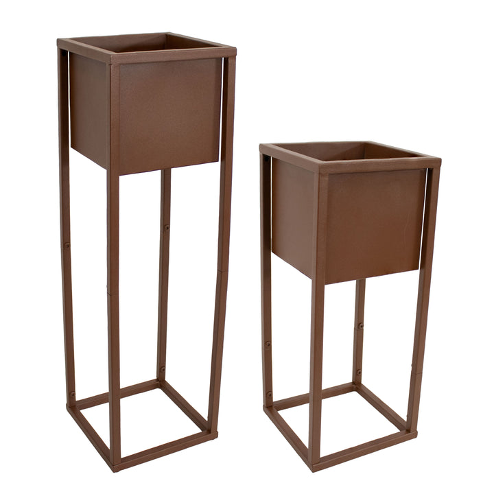 Modern Simplicity Metal Planter Boxes with Legs - 19.75" H and 27" H