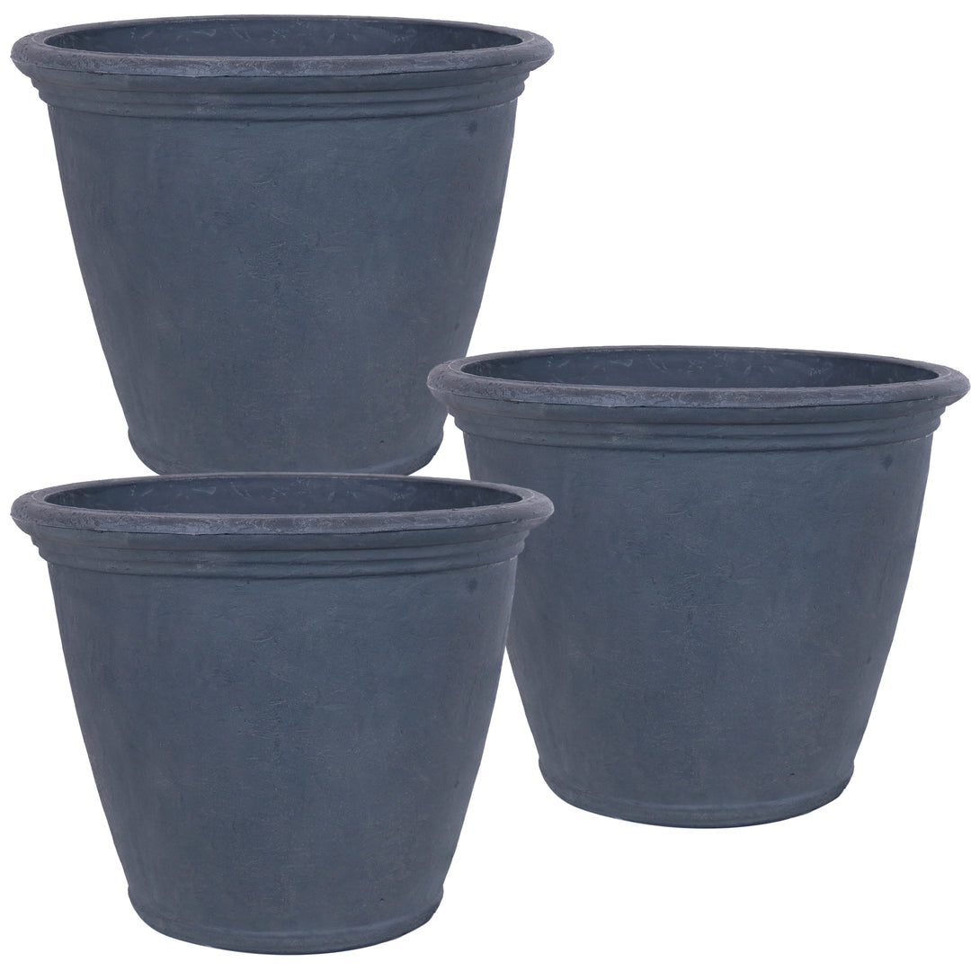 Anjelica Polyresin Large Round Outdoor Planter