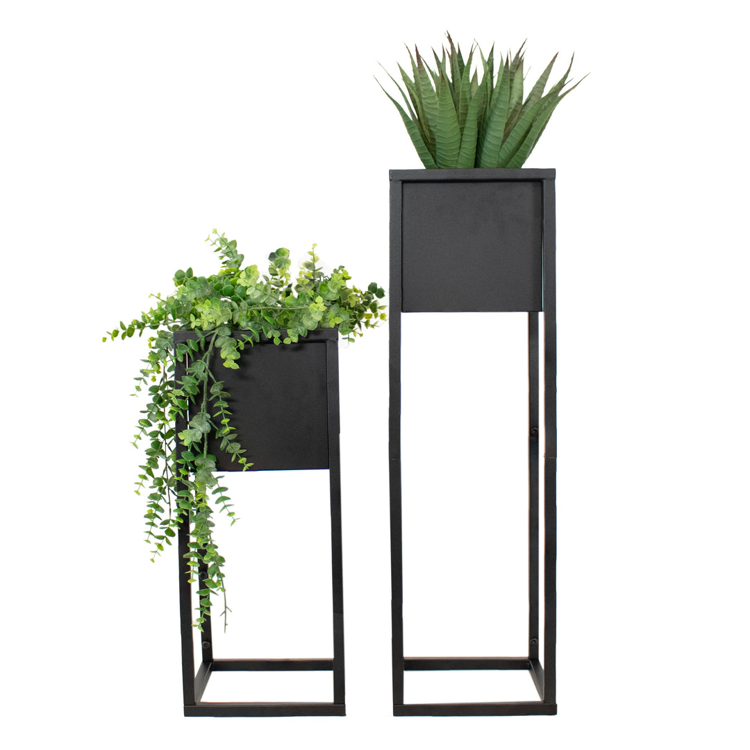 Modern Simplicity Metal Planter Boxes with Legs - 19.75" H and 27" H